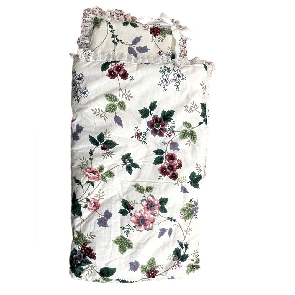 Doll Sleeping Bag, floral with lace trim.